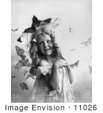 #11026 Picture Of A Little Girl With Butterflies