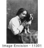 #11301 Picture of Helen Keller With a Boston Terrier Dog by JVPD