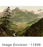 #11939 Picture Of A Man Viewing Engelberg Valley