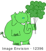 #12396 St Paddy’S Elephant With Balloons Clipart