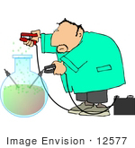 #12577 Scientist Using Jumper Cables On A Elixer Clipart