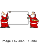 #12583 Two Santas Holding A Blank Sign Clipart