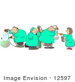 #12597 Three Scientists Being Inspected Clipart