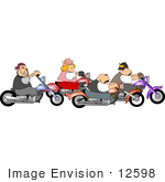 #12598 Team Of Bikers On Motorcycles Clipart