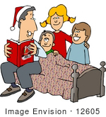 #12605 Family Reading A Christmas Story Clipart