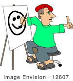 #12607 Artist Painting A Face On Easel Clipart