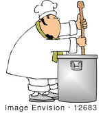 #12683 Chef Stirring The Contents In A Pot Clipart