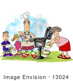 #13024 Caucasian Family Barbequing Clipart