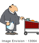 #13064 Middle Aged Caucasian Business Man Grocery Shopping Clipart