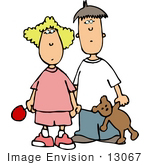 #13067 Caucasian Brother And Sister Clipart