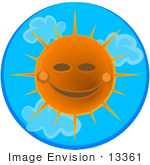 #13361 Smiling Sun In A Summer Sky Clipart