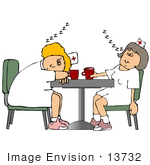 #13732 To Worn Out Registered Nurses Sleeping At Break Time Clipart