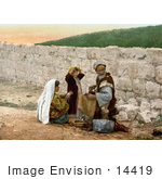 #14419 Picture Of A Shoemaker Man And Children By A Wall In Jerusalem