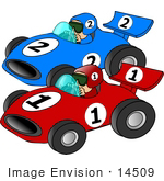#14509 Two Men Racing Cars Clipart