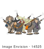 #14525 Group Of Mexican Banditos With Weapons Clipart