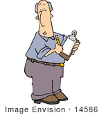 #14586 Middle Aged Caucasian Inspector Man Writing Notes On A Clipboard Clipart