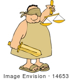 #14653 Injustice Blindfolded Man Holding A Sword And Scales Of Justice Clipart