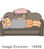 #14656 Middle Aged Sedentary Cacuasian Man Being a Lazy Couch Potato Clipart by DJArt