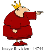 #14744 King In A Crown And Robe Pointing Clipart