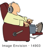 #14903 Man Wearing Headphones Sitting In A Lazy Chair Clipart
