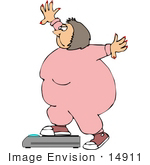 #14911 Obese Woman Weighing Herself Clipart