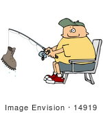 #14919 Fishing Man With A Boot As Catch Clipart