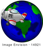 #14921 Airplane Flying Around The Earth Clipart