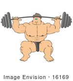 #16169 Weightlifter Man Performing A Front Squat With A Heavy Barbell Clipart