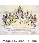 #16196 Picture Of Uncle Sam And 8 Men Dancing