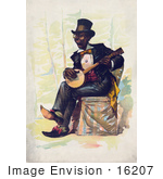 #16207 Picture Of An African American Man Playing A Banjo