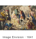 #1641 Illustration Of Christopher Columbus Being Greeted By King Ferdinand And Queen Isabella