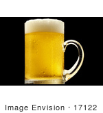 #17122 Picture Of One Full Cold Frothy Clear Glass Mug Of Golden Beer With A White Froth