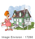 #17260 Middle Aged Caucasian Realtor Woman Standing In Front Of A House She Sold Clipart