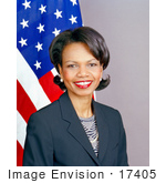 #17405 Picture Of Condoleezza Rice In Front Of The American Flag