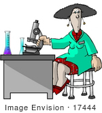 #17444 Lab Technician Woman Using A Microscope Clipart