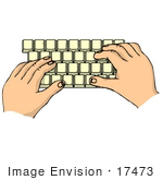 #17473 Hands On A Computer Keyboard Clipart