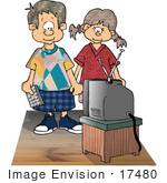#17480 Boy And Girl Watching Tv Clipart