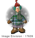 #17639 Man In Winter Clothing Freezing Cold In The Winter Snow Clipart