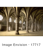 #17717 Picture Of Pillars And Arcades Of The Knights’ Hall Of The Mont St Michel Abbey