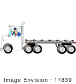 #17839 Man Driving A White Flatbed Truck In Reverse Clipart