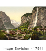 #17941 Picture Of Staubbach Waterfalls Over Lauterbrunnen Valley Switzerland