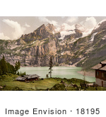 #18195 Photo Of Buildings Overlooking Oeschinen Lake Bernese Oberland Switzerland