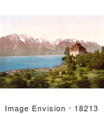 #18213 Photo Of Chatelard Castle In Montreux On Geneva Lake Switzerland