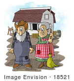 #18521 Senior Farmer Man And Wife By A Barn On A Farm Clipart