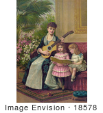 #18578 Photo Of A Mother And Two Little Girls Singing A Christmas Carol