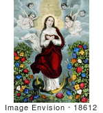 #18612 Photo Of The Virgin Mary With Angels Snake And Flowers Immaculate Conception