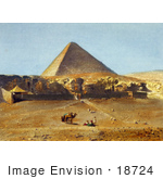 #18724 Photo Of People And Camels Near The Great Pyramid Of Giza (Khufus Pyramid Pyramid Of Khufu) In Giza Cairo Egypt