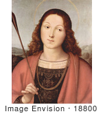 #18800 Photo Of A Painting Of St Sebastian Holding An Arrow By Raphael