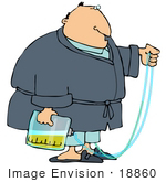 #18860 Man In A Robe Hooked Up To A Catheter Clipart