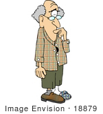 #18879 Old Forgetful Man Missing A Shoe Clipart